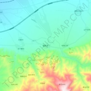 Topografische Karte 柏树乡, Höhe, Relief