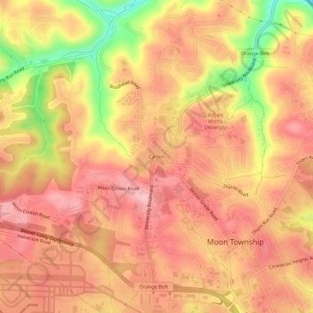 Topografische Karte Carnot, Höhe, Relief