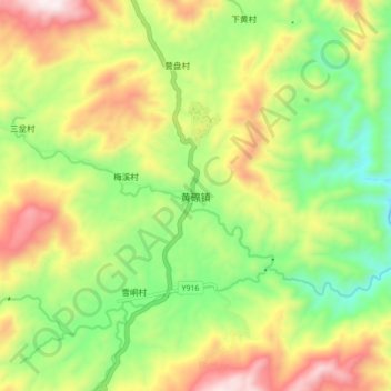 Topografische Karte 黄磜镇, Höhe, Relief