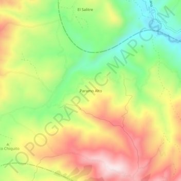 Topografische Karte Paramo Alto, Höhe, Relief