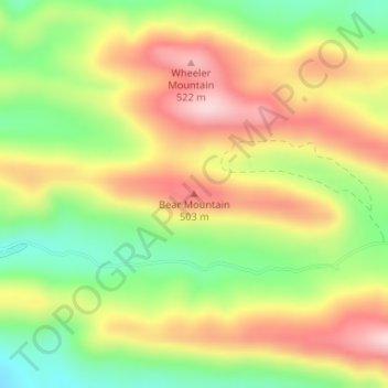 Topografische Karte Bear Mountain, Höhe, Relief