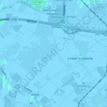 Topografische Karte Sinoutskerke, Höhe, Relief