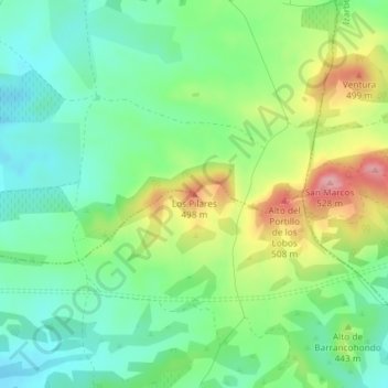 Topografische Karte Los Pilares, Höhe, Relief