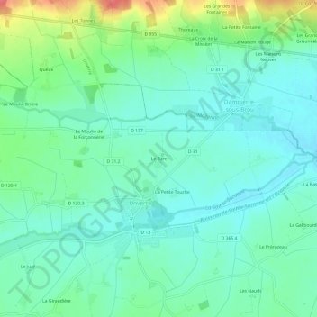 Topografische Karte Le Barc, Höhe, Relief