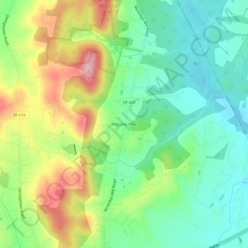 Topografische Karte Pilgrims Rest, Höhe, Relief