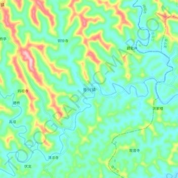 Topografische Karte 普兴镇, Höhe, Relief