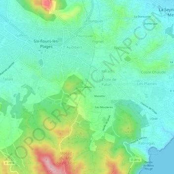 Topografische Karte Cachou, Höhe, Relief