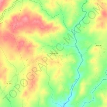 Topografische Karte Martianas, Höhe, Relief