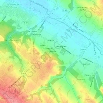 Topografische Karte Chartreuse, Höhe, Relief
