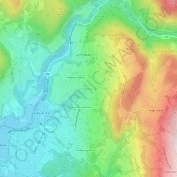 Topografische Karte Wimberg, Höhe, Relief