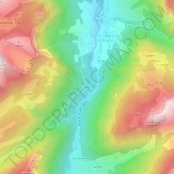 Topografische Karte L'Essert, Höhe, Relief