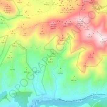 Topografische Karte Yeres, Höhe, Relief