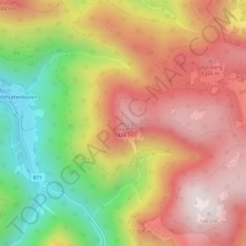 Topografische Karte Goganz, Höhe, Relief