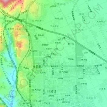 Topografische Karte 周家庄, Höhe, Relief