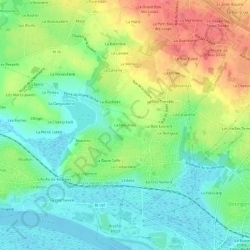 Topografische Karte La Noe Allais, Höhe, Relief