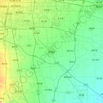 Topografische Karte 栾城区, Höhe, Relief