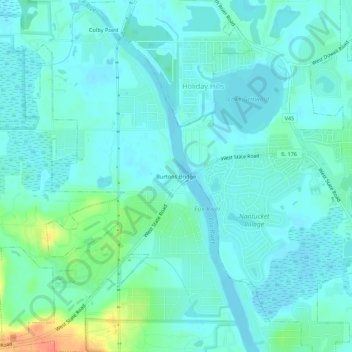 Topografische Karte Burtons Bridge, Höhe, Relief