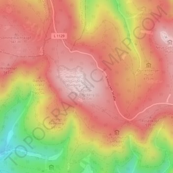 Topografische Karte Großer Beerberg, Höhe, Relief