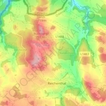 Topografische Karte Liebenthal, Höhe, Relief