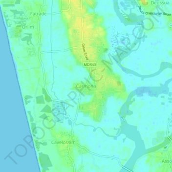 Topografische Karte Carmona, Höhe, Relief