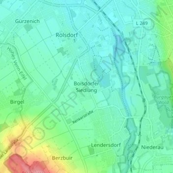 Topografische Karte Boisdorfer Siedlung, Höhe, Relief