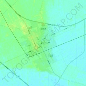 Topografische Karte 建三江, Höhe, Relief