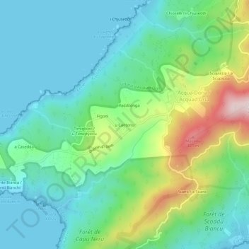 Topografische Karte Cantonu, Höhe, Relief