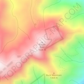 Topografische Karte Wayah Bald, Höhe, Relief