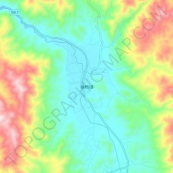 Topografische Karte 猴桥镇, Höhe, Relief