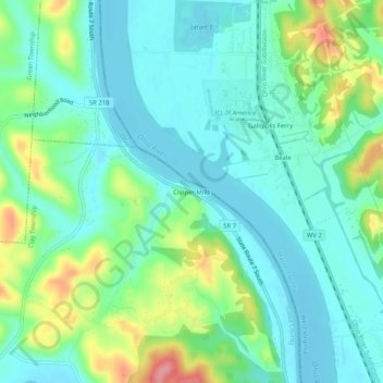 Topografische Karte Clipper Mills, Höhe, Relief