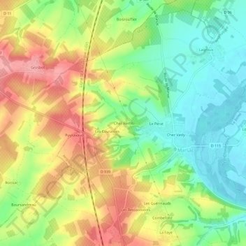 Topografische Karte Chez Bertit, Höhe, Relief