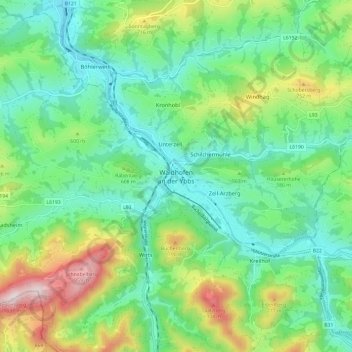 Topografische Karte Waidhofen an der Ybbs, Höhe, Relief