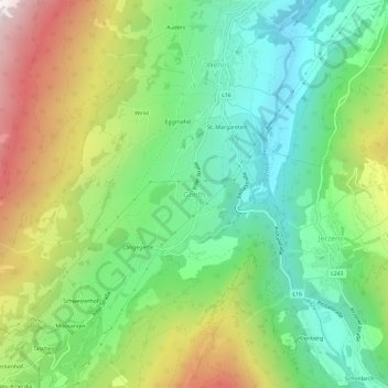 Topografische Karte Greith, Höhe, Relief