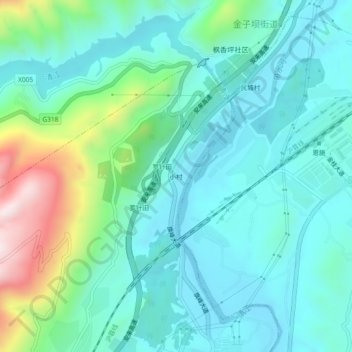 Topografische Karte 小村, Höhe, Relief