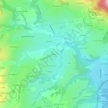 Topografische Karte Balléon, Höhe, Relief