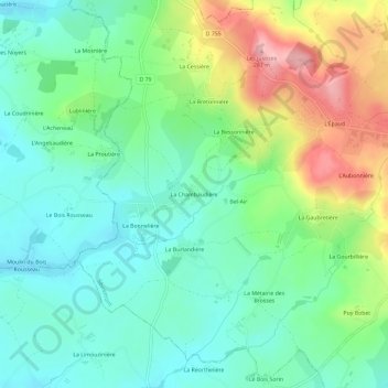 Topografische Karte La Chambaudière, Höhe, Relief