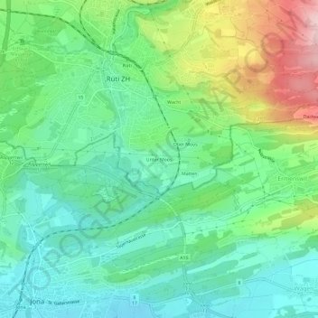 Topografische Karte Unter Moos, Höhe, Relief