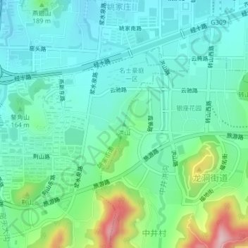 Topografische Karte 洪山, Höhe, Relief