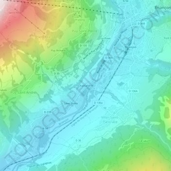 Topografische Karte Chamandrin, Höhe, Relief