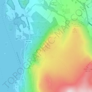 Topografische Karte Walla Crag, Höhe, Relief