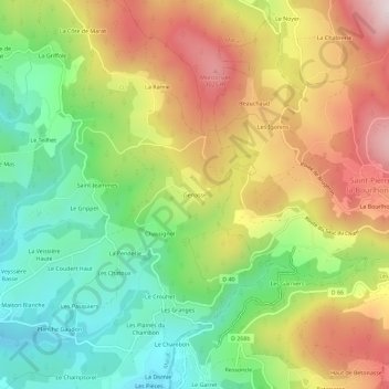 Topografische Karte Genasse, Höhe, Relief