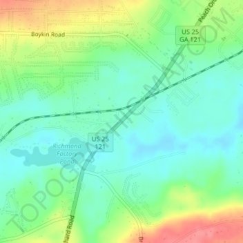 Topografische Karte DeBruce, Höhe, Relief