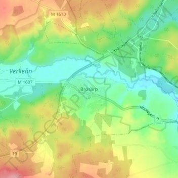 Topografische Karte Brösarp, Höhe, Relief