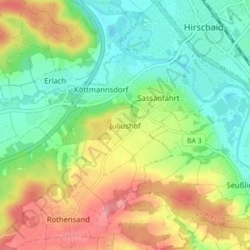 Topografische Karte Juliushof, Höhe, Relief