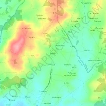 Topografische Karte Gundín, Höhe, Relief
