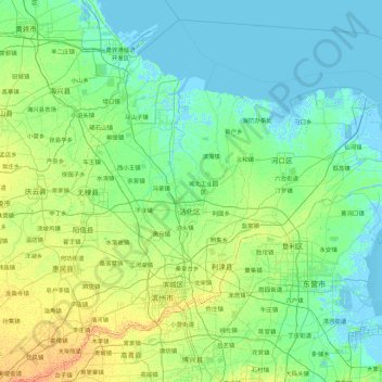 Topografische Karte 沾化县, Höhe, Relief