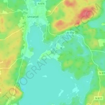 Topografische Karte Vallsnäs, Höhe, Relief