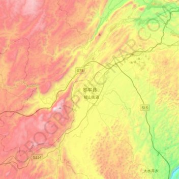 Topografische Karte 罗平县, Höhe, Relief