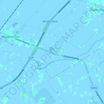 Topografische Karte Oosteinde, Höhe, Relief