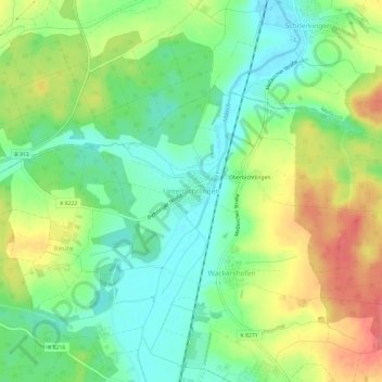 Topografische Karte Unterbichtlingen, Höhe, Relief